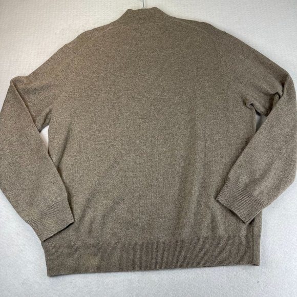 BLACK BROWN Men XL Tan 2 Ply Cashmere Soft Cozy Quarter Zip Up Sweater Mock Neck - Picture 10 of 10